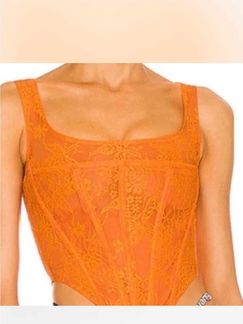 Miaou Orange Lace Corset Tank Top